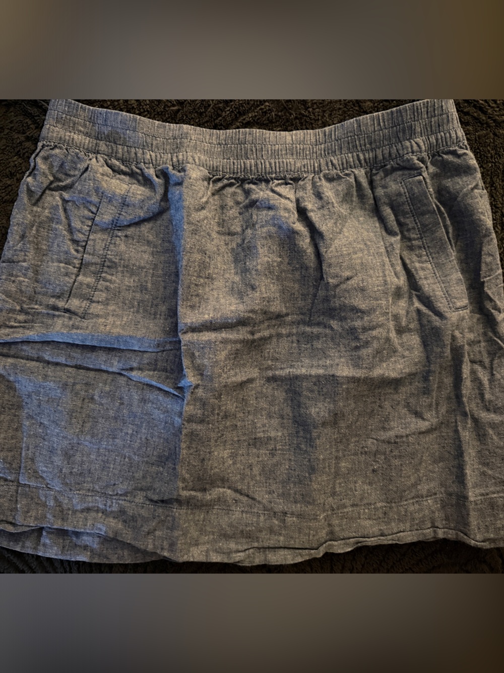 LOFT Casual Lightweight Blue Linen-Blend Skirt